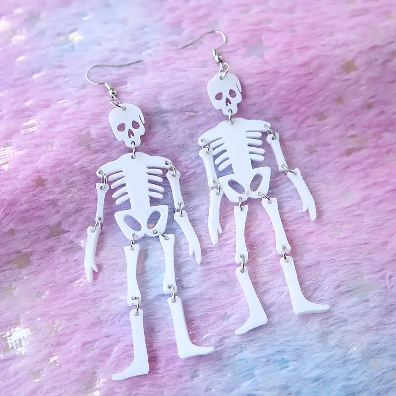 Halloween Jewelry White Skeleton Design Dangle Earrings