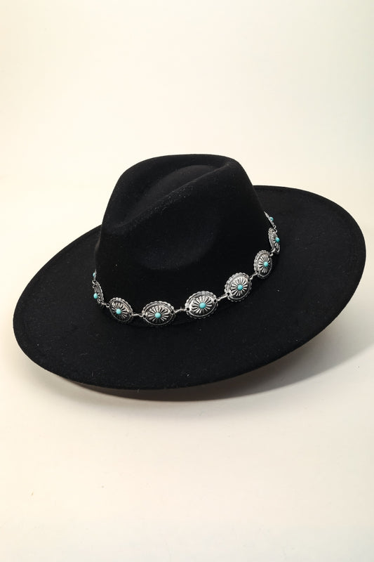 Western Concho Chain Fedora Hat