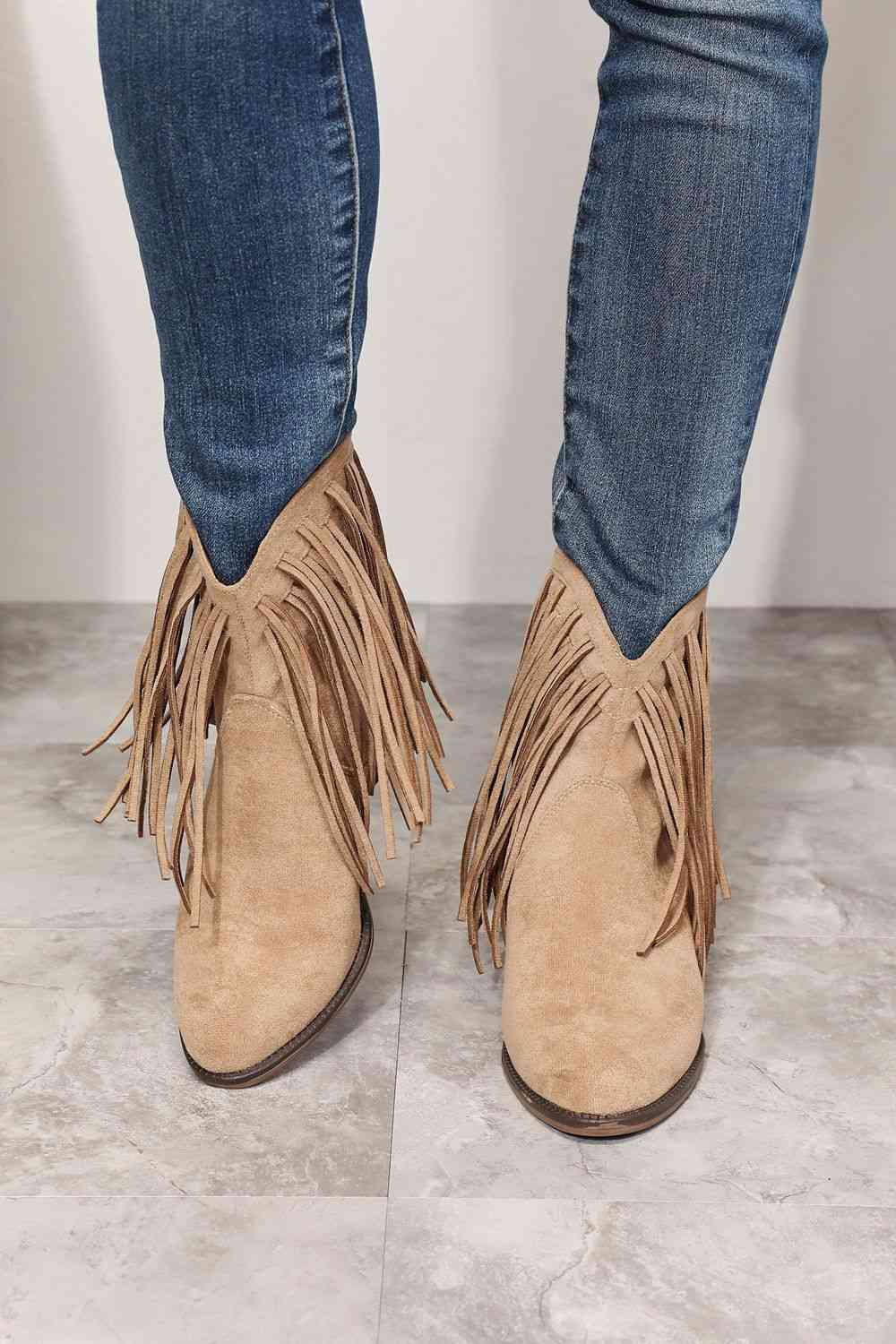 western ankle boots tan