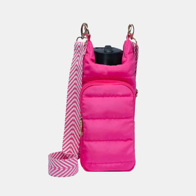 Quilted Water Bottle Sleeve with Striped Strap