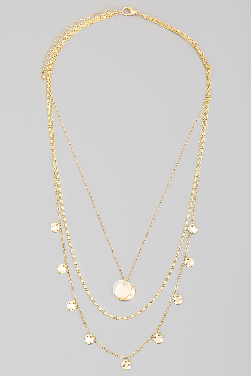 Layered Gold And Silver  Disc Necklace