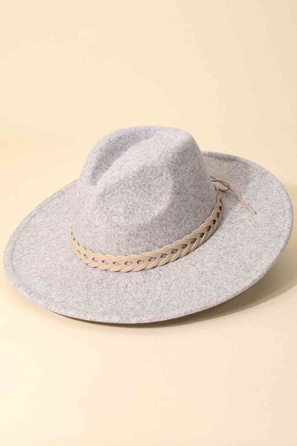 Woven Braided Strap Fedora